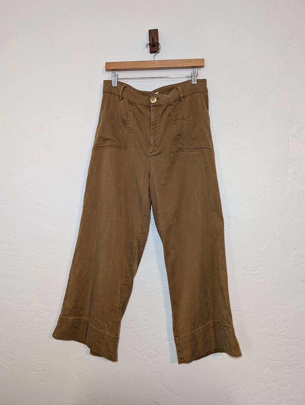Joie Brown Comfy Casual Cropped Wide Leg Pants Neutral Capsule Teacher